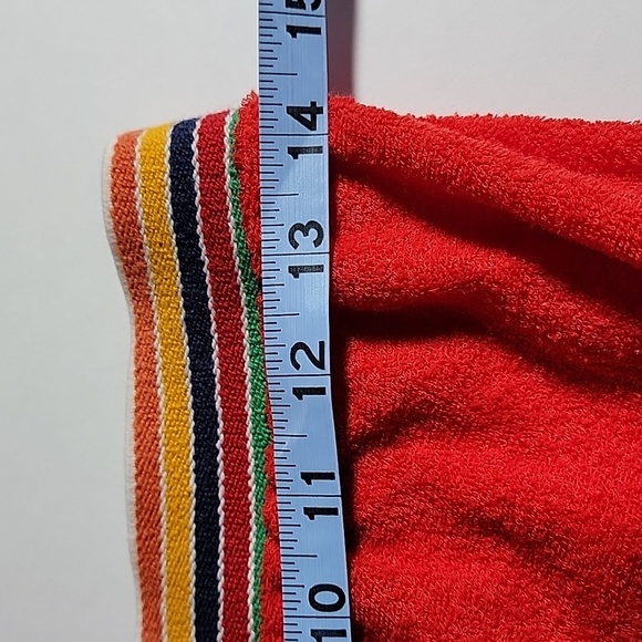Vintage Vicky Vaughn Strapless Mini Dress Terrycloth Elastic Boho Red Rainbow M - Picture 12 of 14